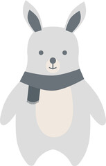 White hare wearing a scarf illustration icon