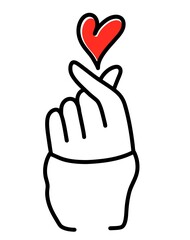 Hand sign heart or I love you. Vector in a linear fashion.
