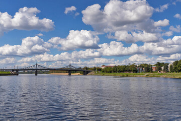 Fototapeta premium Tver. Tver region. Walk along the Volga. Views of the old Volga bridge