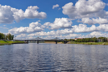Fototapeta premium Tver. Tver region. Walk along the Volga. Views of the old Volga bridge