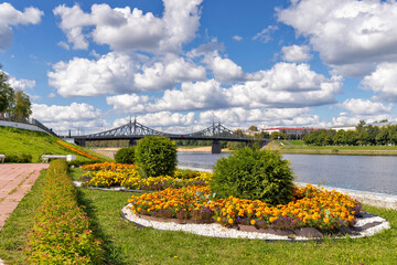 Tver. Tver region. Walk along the Volga. Views of the old Volga bridge