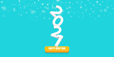 2021 Happy new year horizontal banner background or greeting card with text. vector 2021 new year numbers isolated on a turquoise horizontal background with falling snowflakes