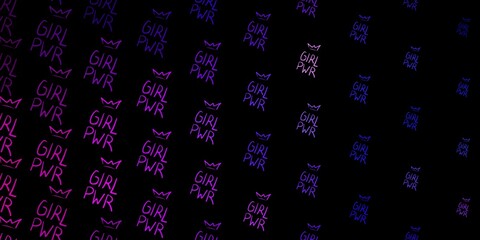 Dark Purple, Pink vector pattern with feminism elements.