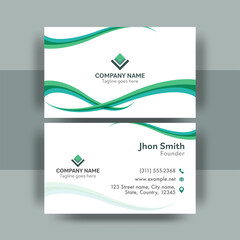 Front And Back View Of Business Card Design With Abstract Waves.