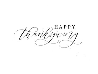 Happy Thanksgiving hand-written ink text for cards