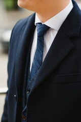 classic suit on a man close up