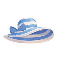 Women wide-brimmed hat with blue stripes and a bow. Beach summer style