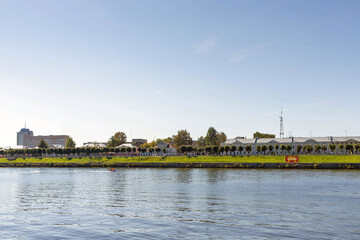 Fototapeta premium Tver. Tver region. Walk along the Volga. Historical buildings on the embankment of Stepan Razin. 18th-19th century