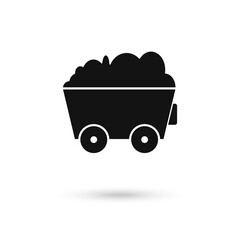 Coal wagon icon. Black coal wagon outline icon isolated on white background from industry collection. Line vector coal wagon sign, symbol for web and mobile