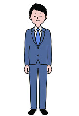グレーのスーツ　笑顔で立つ男性