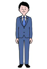 グレーのスーツ　立つ男性