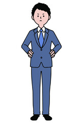 グレーのスーツ　怒る男性