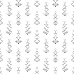 Vector art deco stylized stacks of fanning flowers seamless pattern background. Monochrome geometric repeat backdrop with elegant alternating diamond rhombus shaped florals in decorative 1920s style.