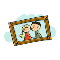 Couple kissing. Art frame for your design