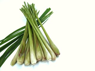Lemongrass isolated on white, top view