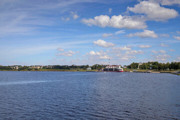 Fototapeta premium Uglich. Yaroslavl region. Cruise ships at the pier. Golden ring of Russia.