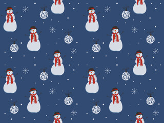 Vector illustration of Christmas pattern with xmas balls, texture for winter holidays, can be used for textile, postcard, wrapping paper, poster, greeting cards. 