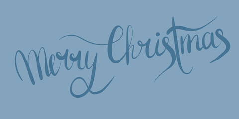 Vector illustration of Christmas hand drawn lettering. Xmas calligraphy on a blue background, banner, postcard, greeting card poster design element. 