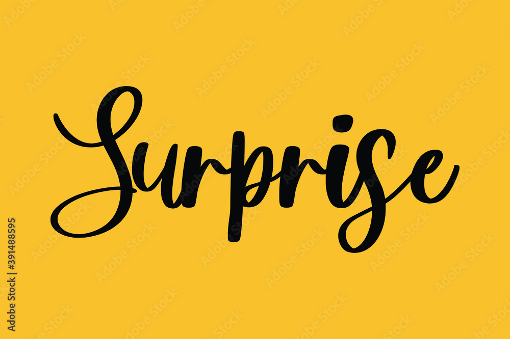 Fototapete surprise cursive typography black color text on yellow background