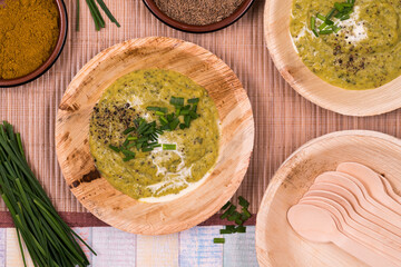 palm leaf zucchini soup dishes