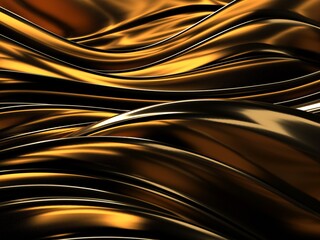 Golden abstract wavy liquid background