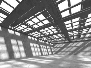 Dark Concrete Wall Architecture. Empty Room