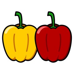 Vector illustration of red and yellow bell pepper