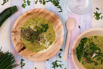 palm leaf zucchini soup dishes