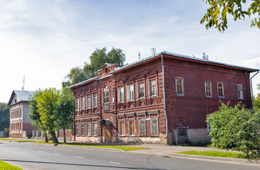 Kostroma. historic buildings on the street Shagova (Mariinskaya), early 20th century