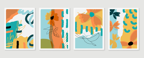 Abstrakte Wandkunst-Vektorsammlung. Abstrakte organische Form Kunstdesign für Poster, Drucke, Cover, Tapeten, minimale und natürliche Wandkunst. Vektor-Illustration. © TWINS DESIGN STUDIO