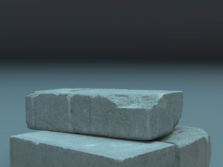Single bricks, Product display with copy space, Concrete display for advertise product on website, 3D rendering