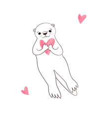 Line sea otter with love.