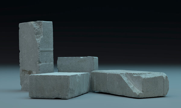 Bricks product display with copy space, Concrete display for advertise product on website, 3D rendering