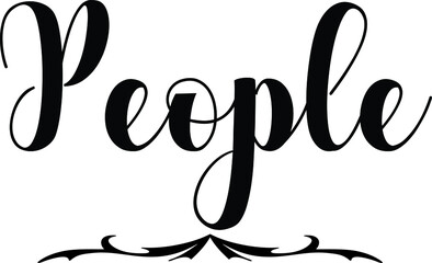 Obraz premium People Bold Calligraphy Black Color Text On White Background