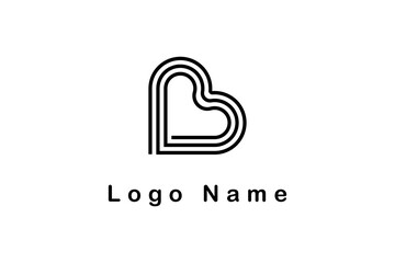 letter b logo with love shape for your brand identity, striped style concept design vector graphic