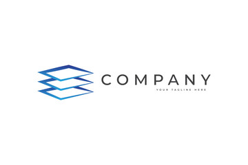 document logo modern with layered concept, blue color, for your business corporate identity