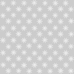 Seamless pattern vector Christmas snowflakes isolated on grey background