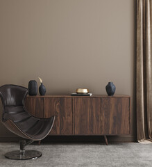 Wall mockup in modern interior background, 3d render © artjafara