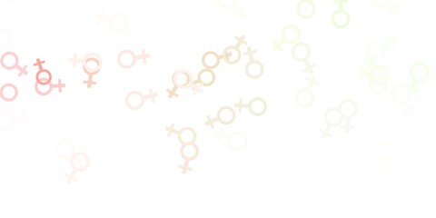Light Pink, Green vector texture with women's rights symbols.
