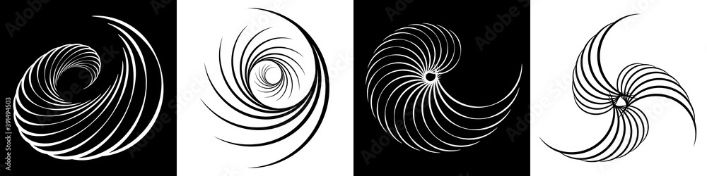 Poster a set of impossible shapes. optical illusion. abstract shapes. minimal geometric logo. vector illust