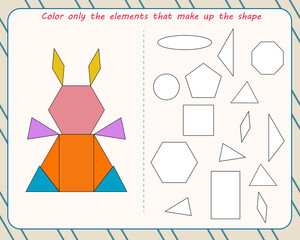 A game for children. Paint over all the elements that make up the shape