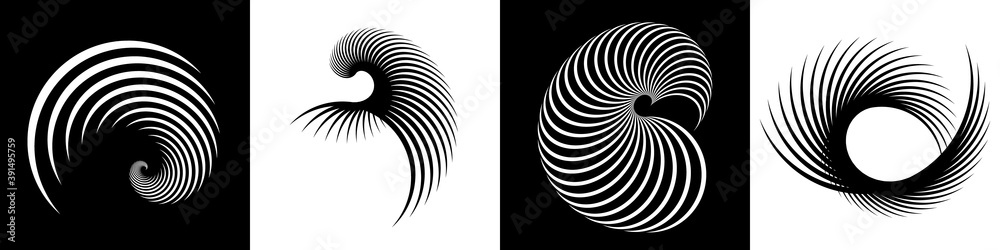 Poster a set of impossible shapes. optical illusion. abstract shapes. minimal geometric logo. vector illust