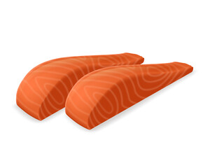 Two slices of salmon realistic vector illustration.
