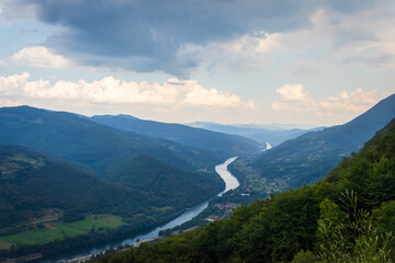 Fototapeta na wymiar Drina river canyon in Tara National Park in Serbia