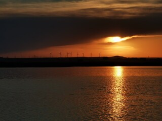 sunset over the river