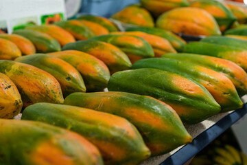Fresh papaya at the market.  Fruit organic concept