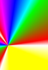 Rainbow background with a cone-shaped accent,