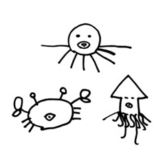 タコ　イカ　カニのマンガ