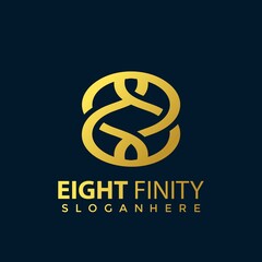 Gold Eight Infinity logo design element vector illustration