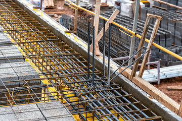 Detail of reinforced concrete slab under construction